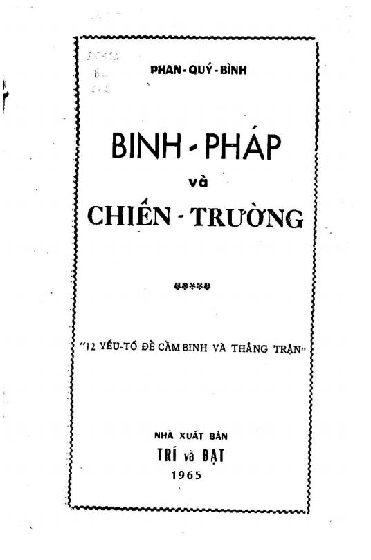 Binh Pháp Và Chiến Trường - Phan Quý Bình - 1965 - Hình ảnh 2